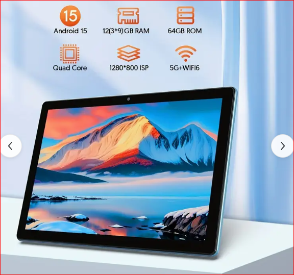 10-inch Android 15 tablet computer, with keyboard kit, mouse and smart stylus, 12 (3+9) GB RAM, 64GB ROM