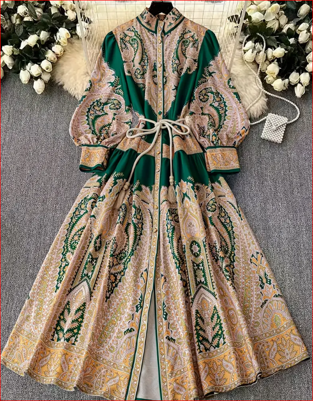 Elelgantna Bohemijska Haljina sa Paisley Printom u Roze Boji,