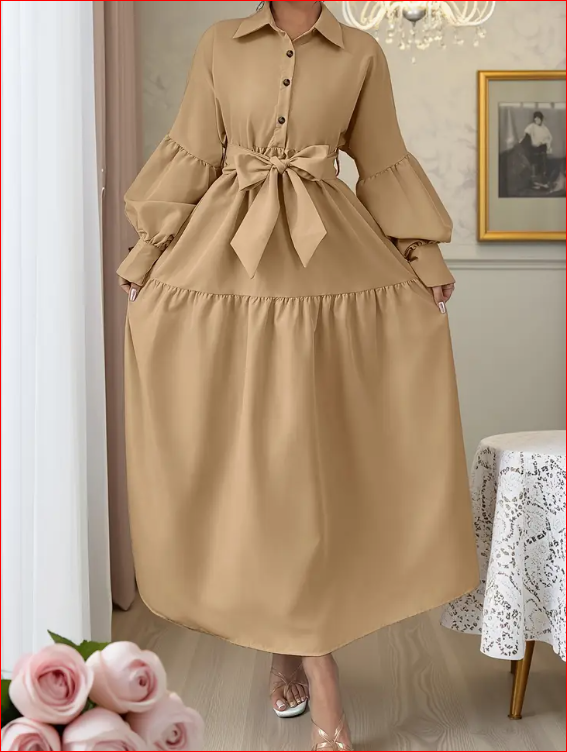 Ženska Elegantna Haljina sa Dugim Rukavima