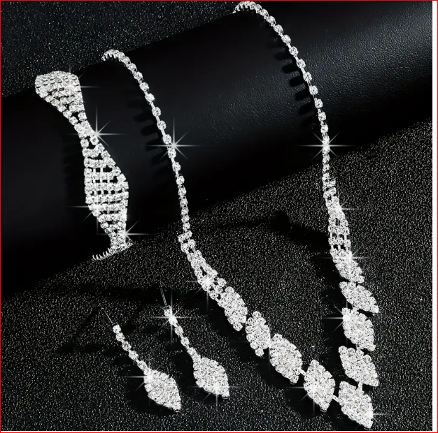 Elegantni set vjenčanog nakita s ogrlicom od blistavih listova cirkona,