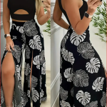 Ženski outfit s majicom bez rukava i dugim hlačama