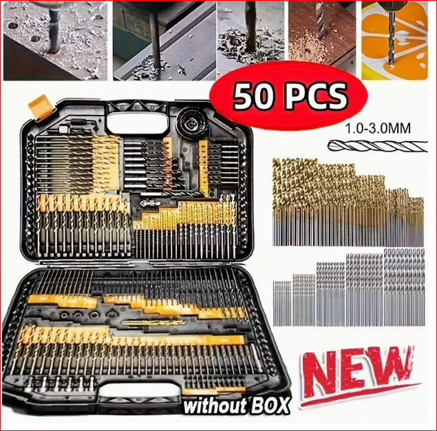 Set od 50 komada HSS svrdla s titanijskim premazom